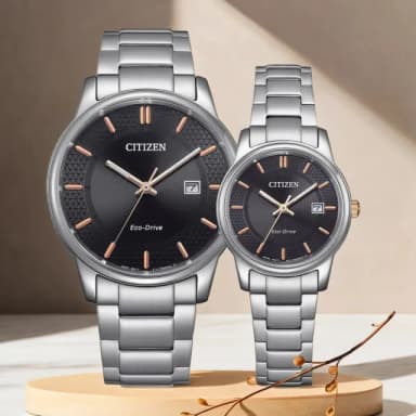【CITIZEN 星辰】光動能經典情侶手錶 對錶-黑 男錶 畢業 禮物(BM6977-70E+EW2317-76E)