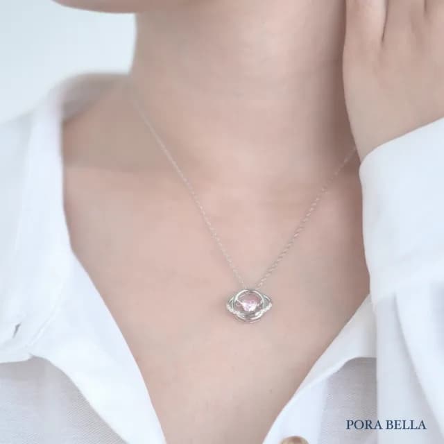 【Porabella】S925純銀鋯石項鍊 星河之心項鍊 鎖骨鏈 跳動的心粉鑽項鍊 七夕禮物 送女友 Necklace