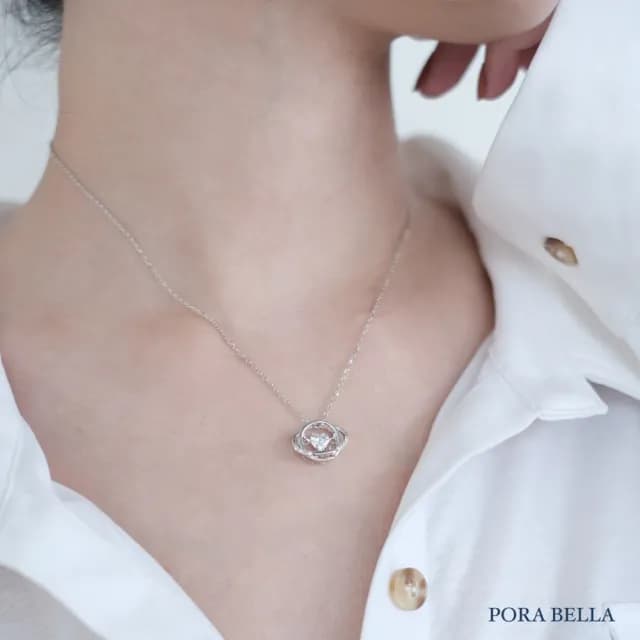 【Porabella】S925純銀鋯石項鍊 星河之心項鍊 鎖骨鏈 跳動的心粉鑽項鍊 七夕禮物 送女友 Necklace