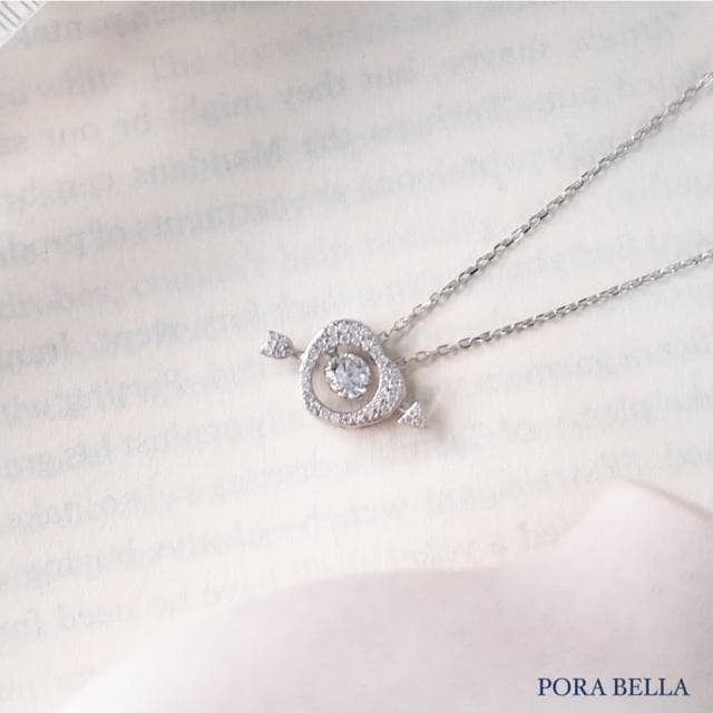 【Porabella】925純銀丘比特愛心項鍊 鑲鑽鋯石項鍊 鎖骨鏈 跳動的心項鍊 情人節禮物 送女友 Necklace