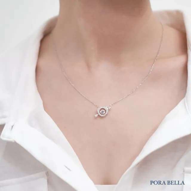 【Porabella】925純銀丘比特愛心項鍊 鑲鑽鋯石項鍊 鎖骨鏈 跳動的心項鍊 情人節禮物 送女友 Necklace