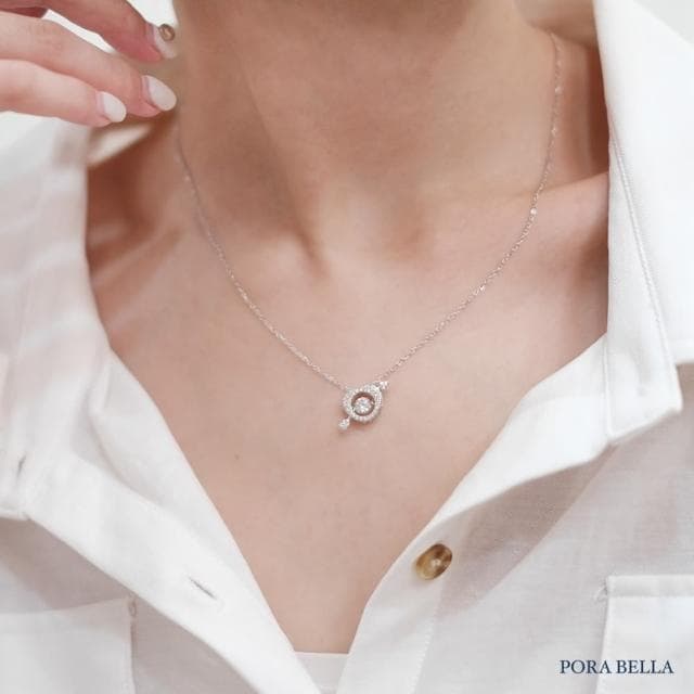 【Porabella】925純銀丘比特愛心項鍊 鑲鑽鋯石項鍊 鎖骨鏈 跳動的心項鍊 情人節禮物 送女友 Necklace