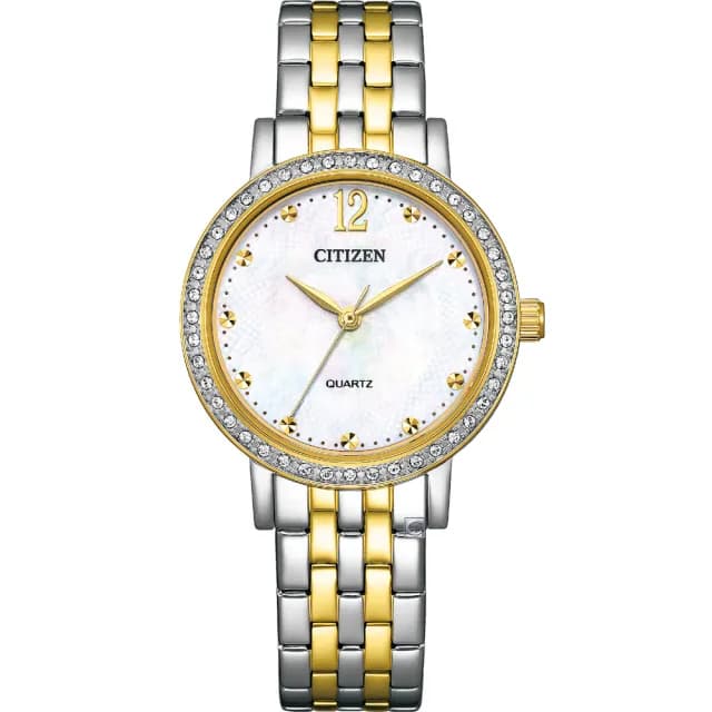 【CITIZEN 星辰】璀璨時尚女錶 珍珠母貝 手錶 禮物 推薦(EL3104-54D)