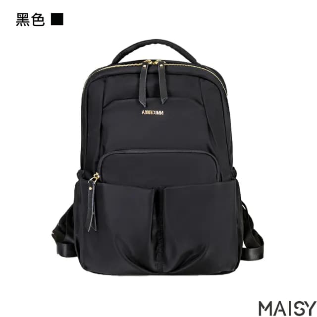 【MAISY】情人節禮物 多色時尚女仕14吋牛津布防水包 電腦包 後背包 雙肩包(黑色／黑配棕／粉色／