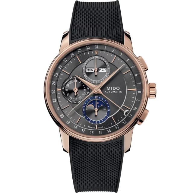 【MIDO 美度】Baroncelli M027.625.37.061.00 永恆系列 廣告款 月相三眼計時機械錶 手錶(M0276253706100)