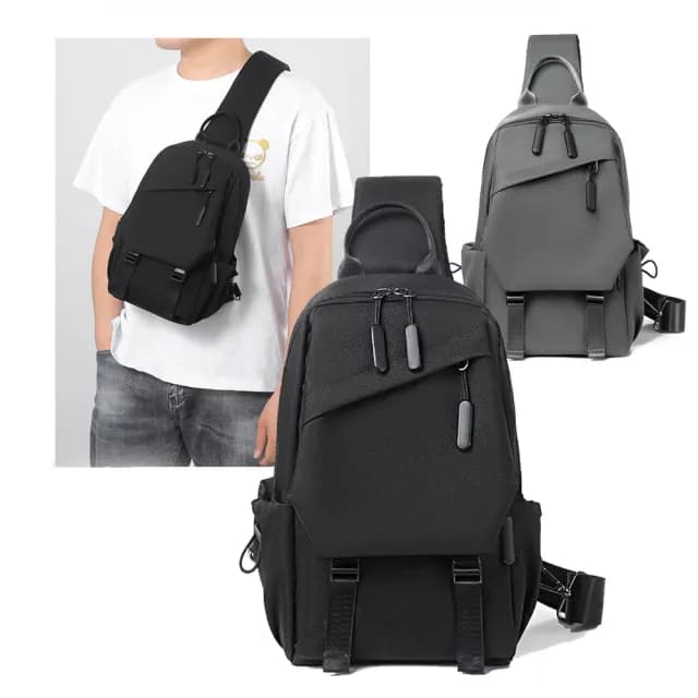 【Janyo】時尚男士機能斜跨包 輕便斜背包 戶外休閒胸包 手提包 牛津布單肩包 交換禮物