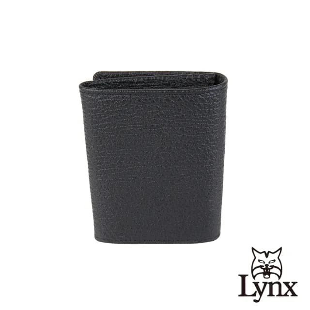 【Lynx】美國山貓大象紋進口牛皮2卡名片夾皮夾短夾錢包男夾(黑色)