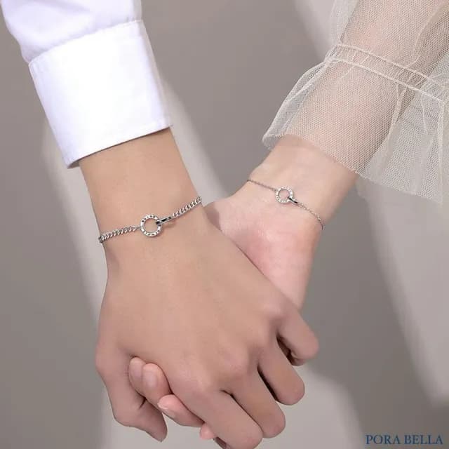 【Porabella】925純銀情侶手鍊 星月守護手鏈 雙環手鍊手鍊 情人節禮物 告白禮物 Bracelets