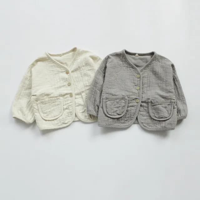 【橘魔法】森林系皺皺棉紗寬鬆開衫外套(兒童 薄外套 冷氣房 大童 防蚊 防曬 男童 女童 童裝)