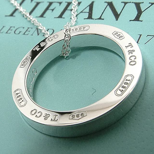 【Tiffany&Co. 蒂芙尼】1837系列925純銀圓戒墜飾項鍊