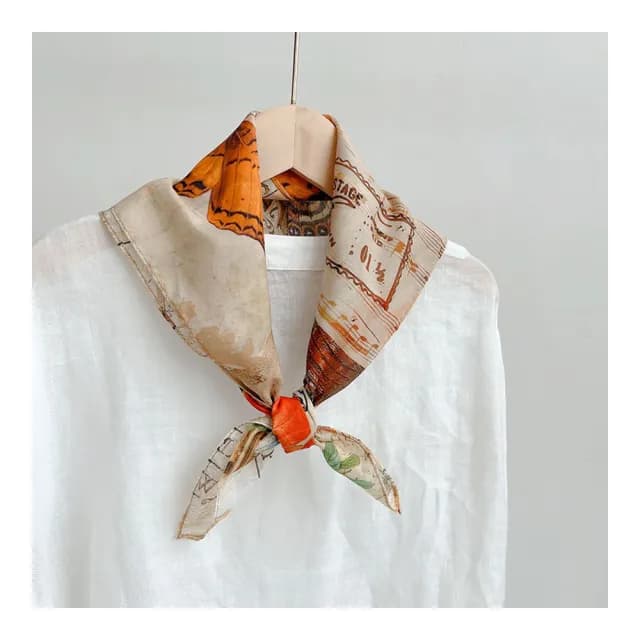 【Jun Jun】文藝系絲棉中方巾 絲巾 領巾 65*65cm(花舞蝶)