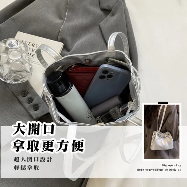 【韓流時尚】父親節禮物 可愛蝴蝶結肩背包(簡約 斜挎包 水桶包 腋下包 韓版包包 斜背包 抽繩包