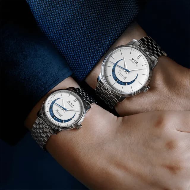 【MIDO 美度】官方授權 Baroncelli 永恆系列 微笑月相機械女錶-33mm 手錶 禮物 推薦(M0272071101001)