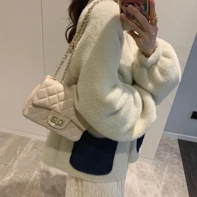【MoonDy】情人節禮物 包包女 晚宴包 小香風包包 斜背包 肩背包 女生側背包 鏈條包 女士包包 菱格鏈條包 黑