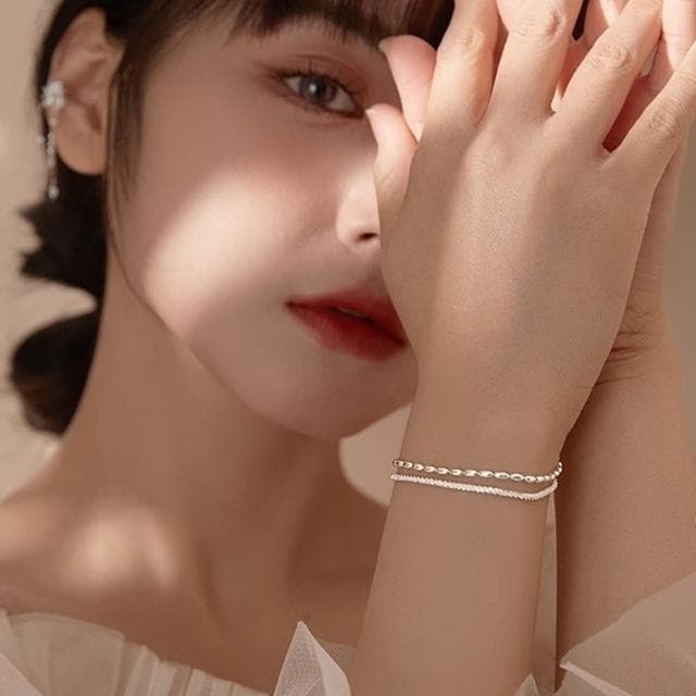 【KT DADA】雙層手鍊 閨蜜手鍊 送禮 女友禮物 生日禮物 手環 飾品配件 女生手鍊 S925純銀手鍊 串珠手鍊