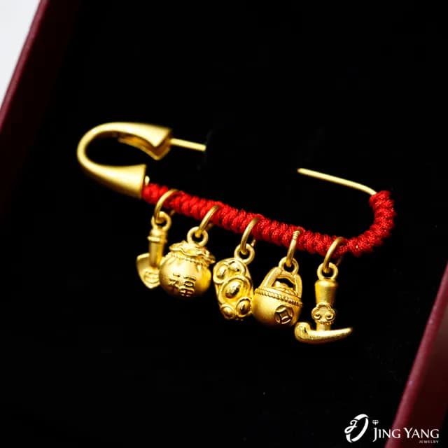 【JING YANG 晶漾】黃金擺件彌月禮物富貴別針(0.82錢±0.05錢)