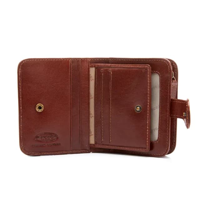 【FOCUS】真皮包包 壓扣零錢包女短夾FTC3303(義大利植鞣革/頭層牛皮/真皮包包 女夾)