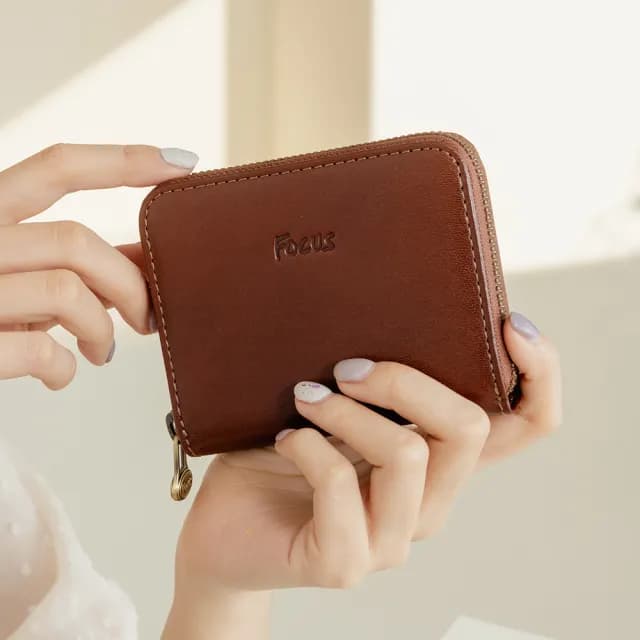 【FOCUS】真皮4卡拉鍊短夾/大零錢包FTA2068(真皮包包 義大利植鞣革/頭層牛皮/真皮皮夾)