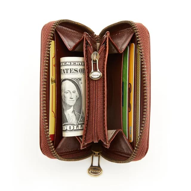 【FOCUS】真皮4卡拉鍊短夾/大零錢包FTA2068(真皮包包 義大利植鞣革/頭層牛皮/真皮皮夾)