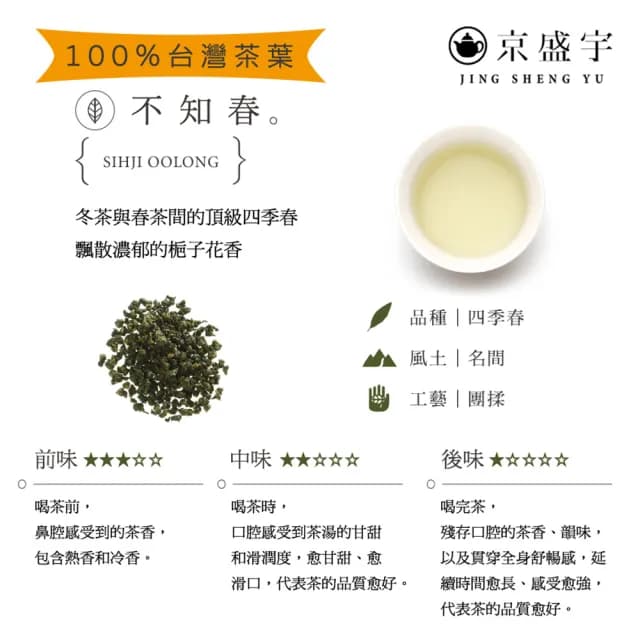 【京盛宇】不知春-200g品味罐裝茶葉(四季春茶/100%台灣茶葉)