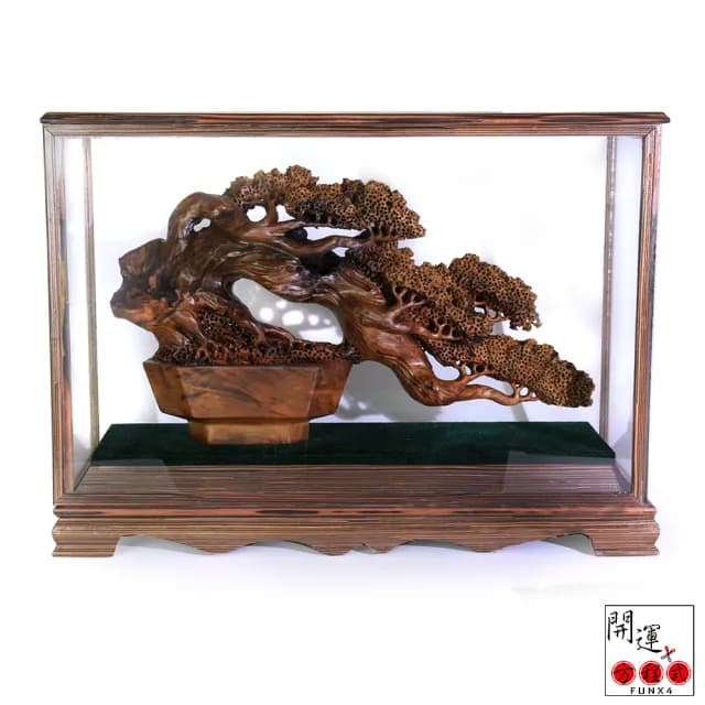 【開運方程式】金錢樹陰沉金絲楠木招財樹木雕擺件ST08(手工精雕 木雕 招財開運擺件 陽宅風水/入厝禮)