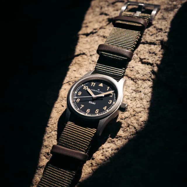 【HAMILTON 漢米爾頓】卡其陸戰 Quartz 石英腕錶 33mm(石英 中性 尼龍帶 H69301930)