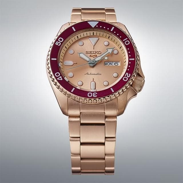 【SEIKO 精工】5 Sports 55周年限量 玫瑰紅金 機械錶 520送禮 禮物(SRPK08K1/4R36-15B0K)