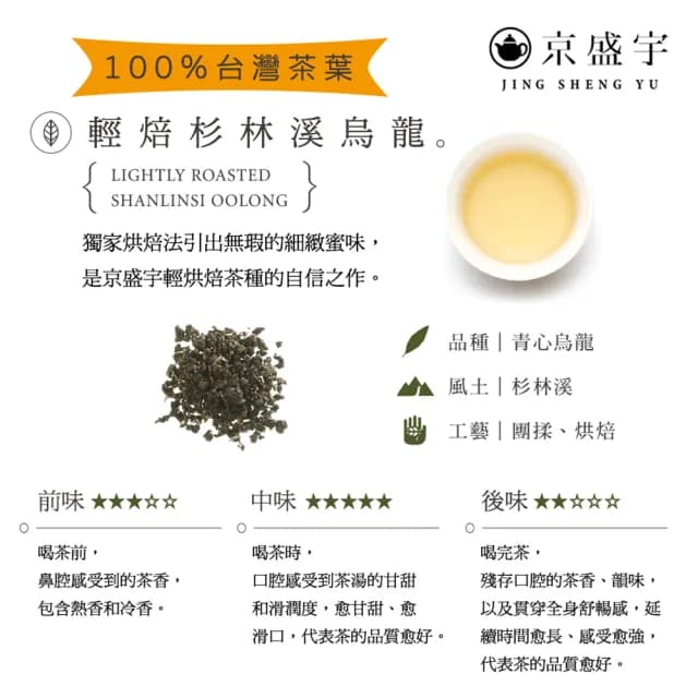 【京盛宇】輕焙杉林溪烏龍-15入原葉袋茶茶包(高山烏龍茶/100%台灣茶葉)
