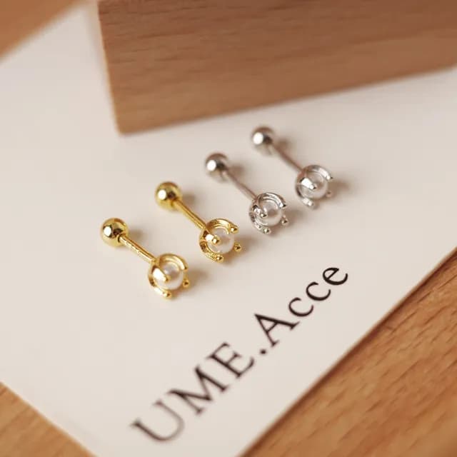 【UME.Acce】父親節禮物 迷你珍珠純銀轉珠耳環(S925純銀 純銀耳環 轉珠 轉珠耳環 珍珠耳環 小耳環)