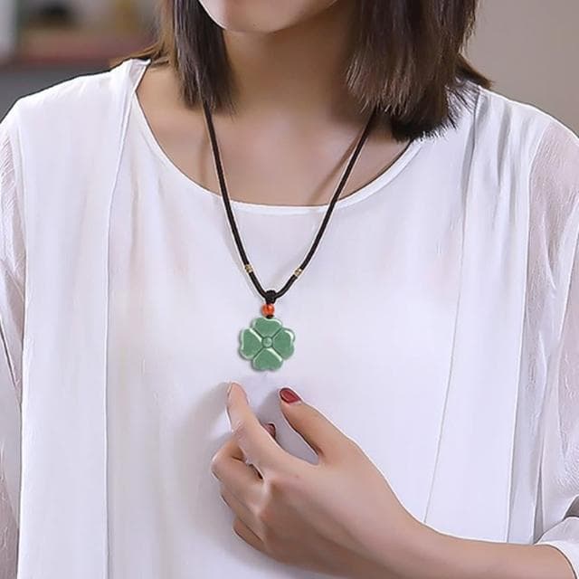 【Penny珮妮】A貨翡翠四葉草項鍊(母親節禮物/交換禮物/送女友/送閨蜜/生日禮物/情人節)