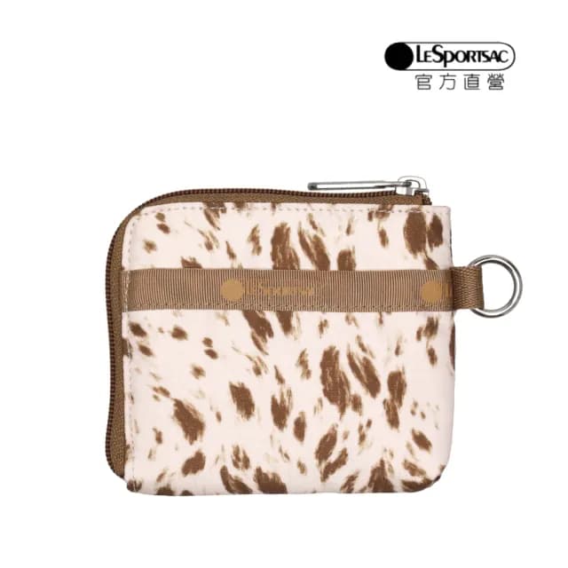 【LeSportsac官方直營】輕量尼龍 極簡輕薄錢包(1112 抽象鹿紋)