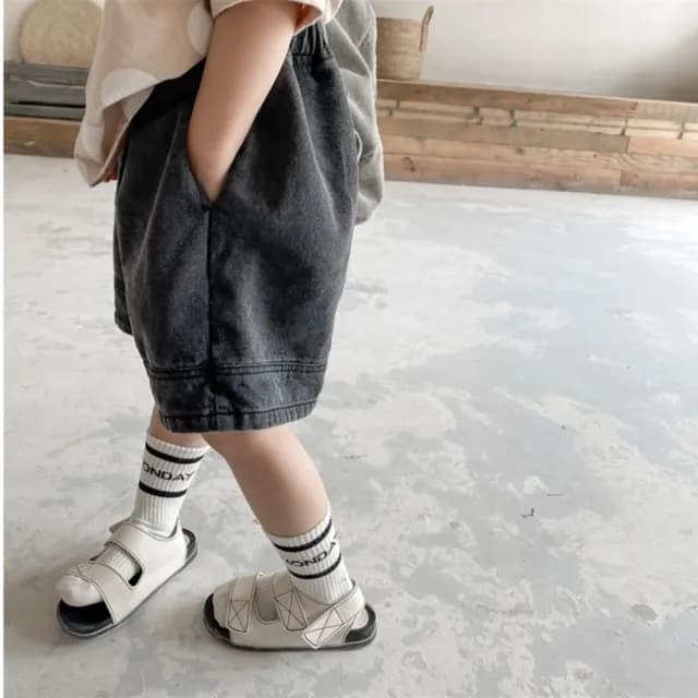 【橘魔法】褲腳雙車線牛仔褲(短褲 褲子 中性款 男童 女童 兒童 童裝)