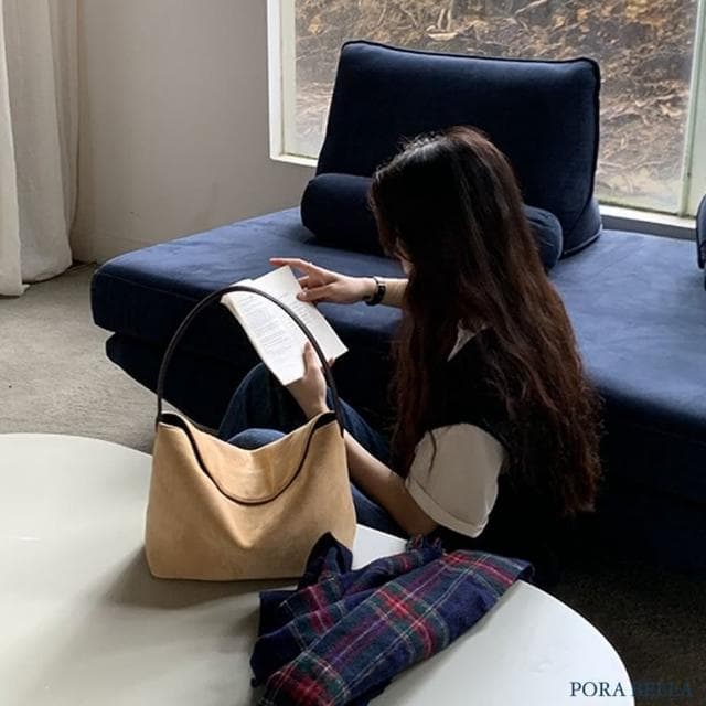【Porabella】秋冬簡約休閒款 絨面復古拼接手提包單肩包 ins風 送女友 情人節禮物首選 Bags