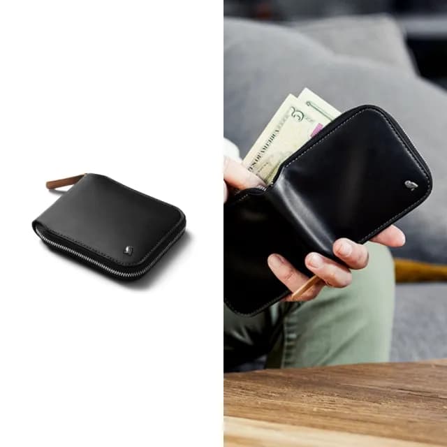 【Bellroy 官方直營】Zip Wallet 真皮對折拉鍊錢包 - RFID防盜(經典黑)