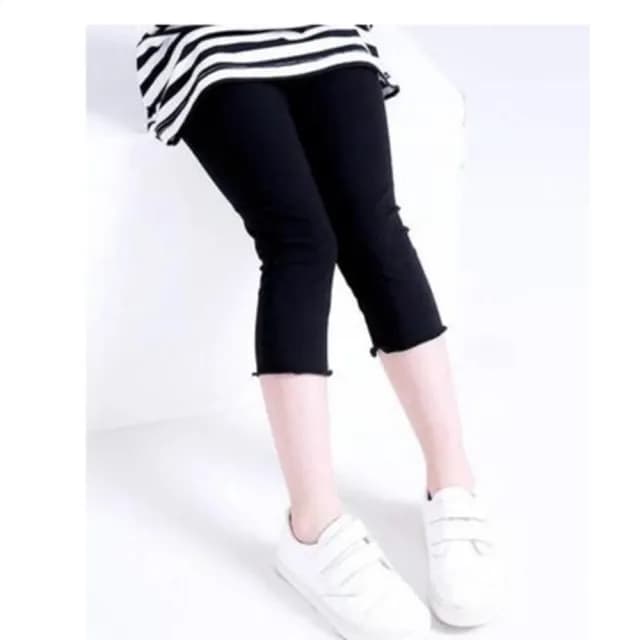 【橘魔法】（2件入）涼感莫代爾 木耳邊七分內搭褲(五分褲 七分褲 內搭褲 褲子 中童 女童 素色 童裝)