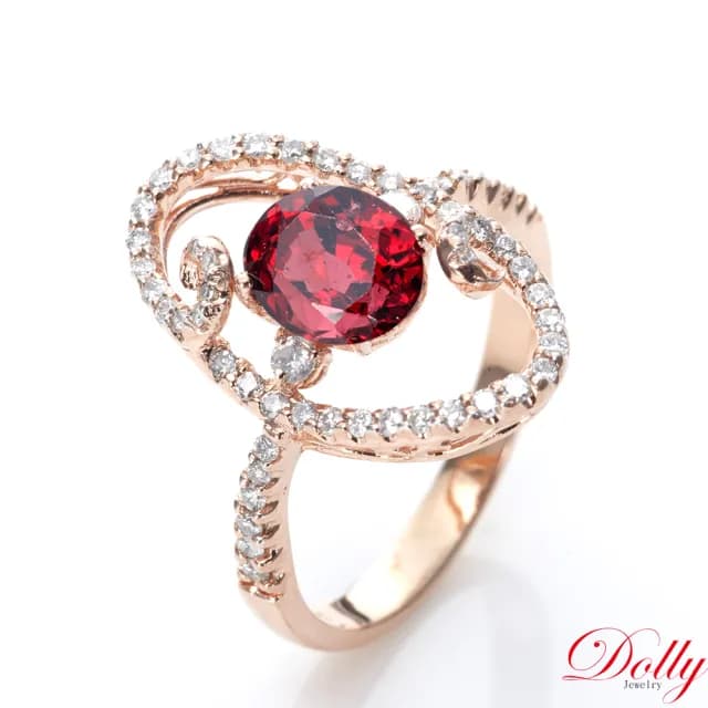 【DOLLY】2克拉 天然尖晶石鑽石戒指(母親節 長輩送禮 交換禮物首選)