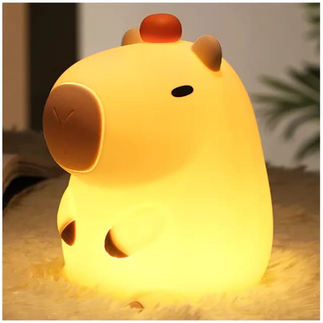 【TDL】呆萌卡皮巴拉水豚小夜燈拍拍燈擺飾 250249(生日禮物 聖誕節)