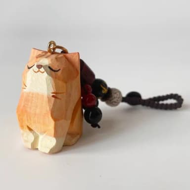 【可愛喵】復古木雕小貓鑰匙扣(鑰匙圈 吊飾 包掛飾 車鑰匙 紀念品 飾品 禮物 古典  
