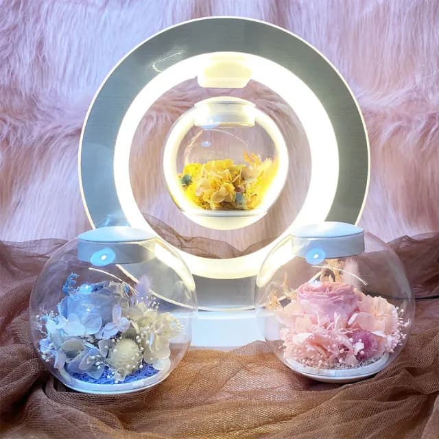 【OSTARA FLORIST 奧斯塔拉花藝】永生花懸浮檯燈 含藍芽音響 共三色(永生花、居家生活、節日送禮)