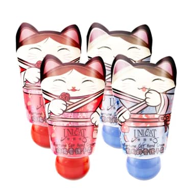 【UNICAT 變臉貓】迷你旅行組招財貓護手霜｜送禮推薦(玫瑰香X2+藍風鈴X2)