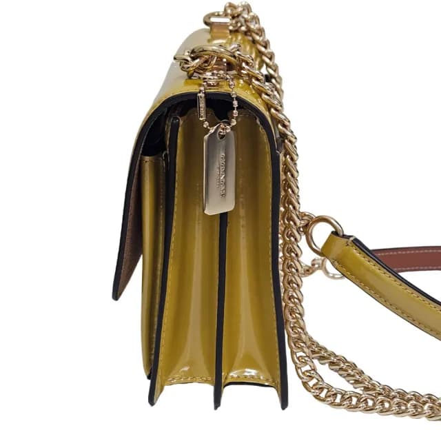 【COACH】KLARE經典Logo斜背手袋(招財黃/贈原廠防塵袋紙袋七夕情人節)