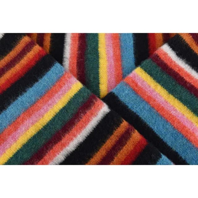 【Paul Smith】PAUL SMITH羊毛草寫標誌LOGO彩色線條設計圍巾(彩色條紋)