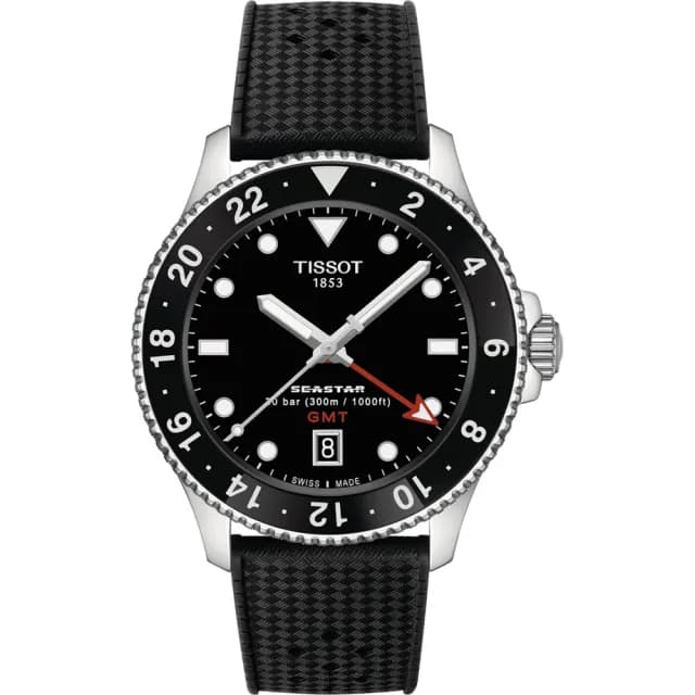 【TISSOT 天梭 官方授權】Seastar 1000 GMT 海星300米潛水手錶 40mm 禮物 送禮 推薦(T1208521705100)