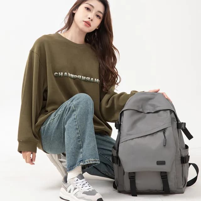【MoonDy】尼龍後背包 黑色尼龍包 大容量後背包 尼龍包包 防潑水包 禮物 個性休閒背包 韓國背包 防水包