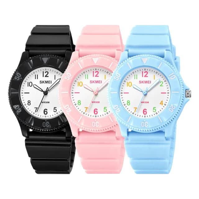 【SKMEI 時刻美】可旋轉時差盤兒童石英錶-禮盒裝(防水手錶 兒童手錶 石英錶 學生錶 手錶 考試手錶/2151)