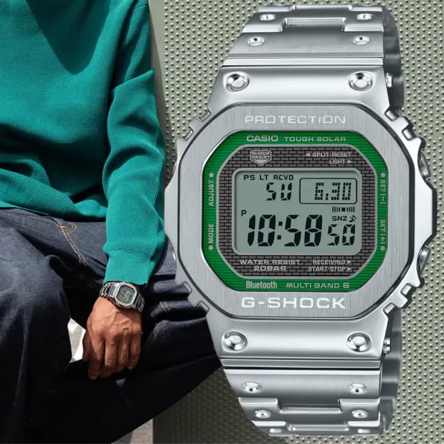 【CASIO 卡西歐】G-SHOCK 全金屬 太陽能 電波藍牙多功能腕錶 父親節 禮物 送禮 推薦(GMW-B5000D-3)