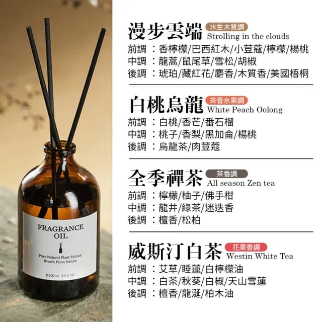 【FRAGRANCE】法式精油茶色擴香瓶-小口徑100ml(交換禮物 聖誕禮物)