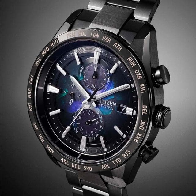 【CITIZEN 星辰】GENTS 100週年限量 宇宙幻彩 鈦金屬光動能電波計時腕錶 母親節 禮物 推薦(AT8286-65E)