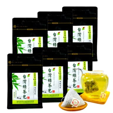 【龍源茶品】台灣綠茶三角立體茶包20包x6組(無農藥零檢出-N.D-2g/包-共120包;無烘焙;無發酵;綠茶包;附提袋)