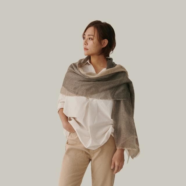 【Nature My Body】母親節禮物 Midnight Muse 灰黑色午夜Cashmere喀什米爾山羊絨披肩(印度手紡帕什米納輕薄